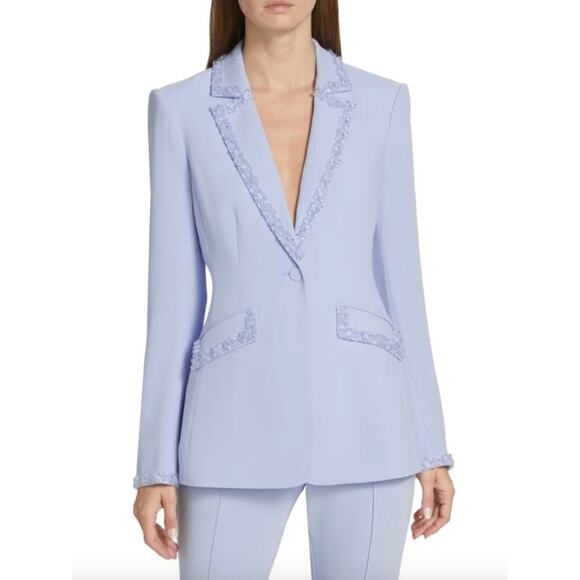 Cinq A Sept Kayden Embellished Beaded Blazer Icicle Blue 8 - Picture 1 of 3